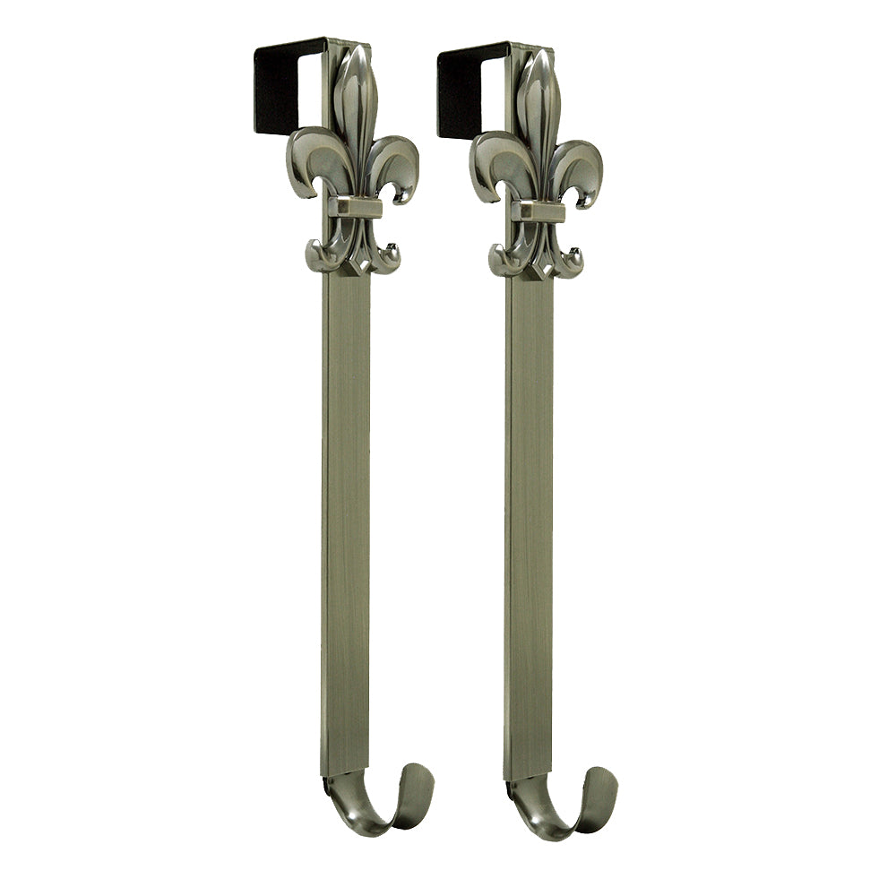 Adapt Adjustable Wreath Hanger with Fleur-de-lis Icon - 2 Pack (Brass or Bronze)