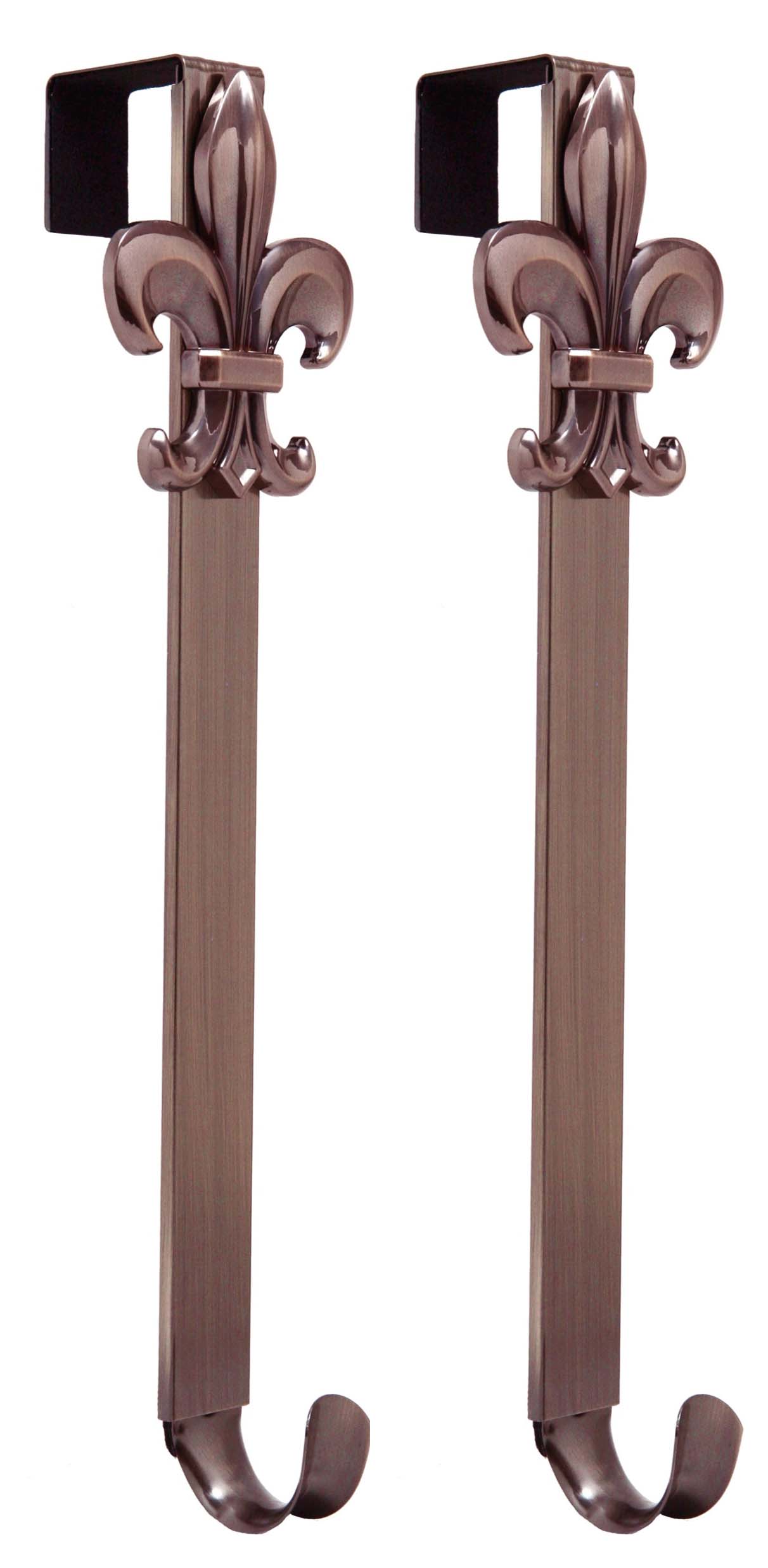 Adapt Adjustable Wreath Hanger with Fleur-de-lis Icon - 2 Pack (Brass or Bronze)