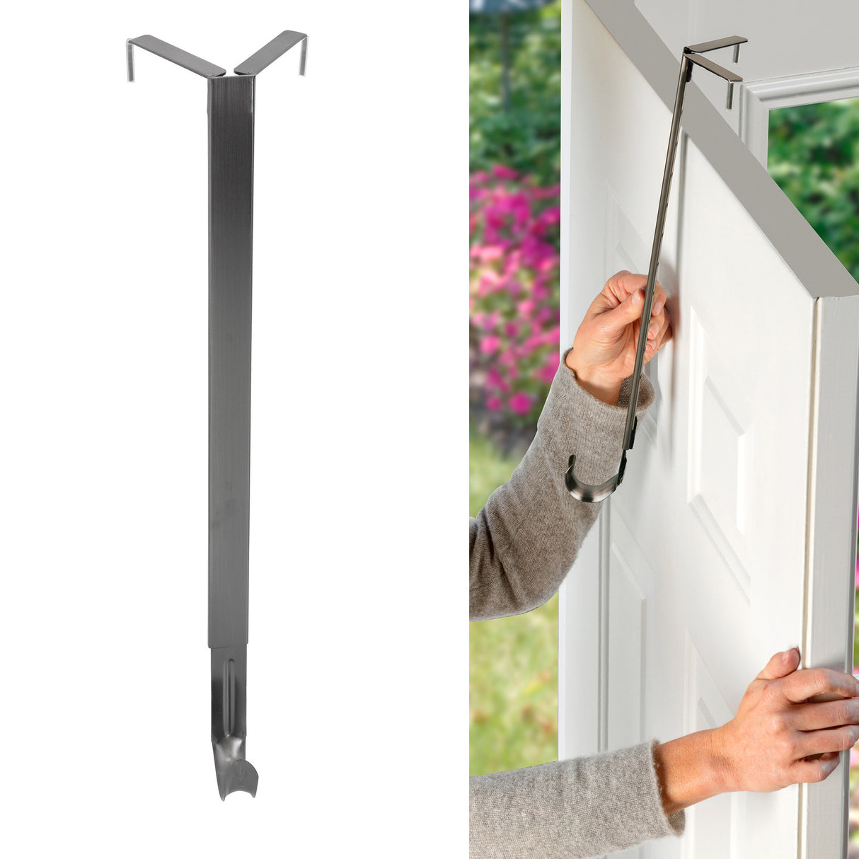 Adapt Adjustable Wreath Hanger, Top & Length Adjustable Version - Brushed Nickel