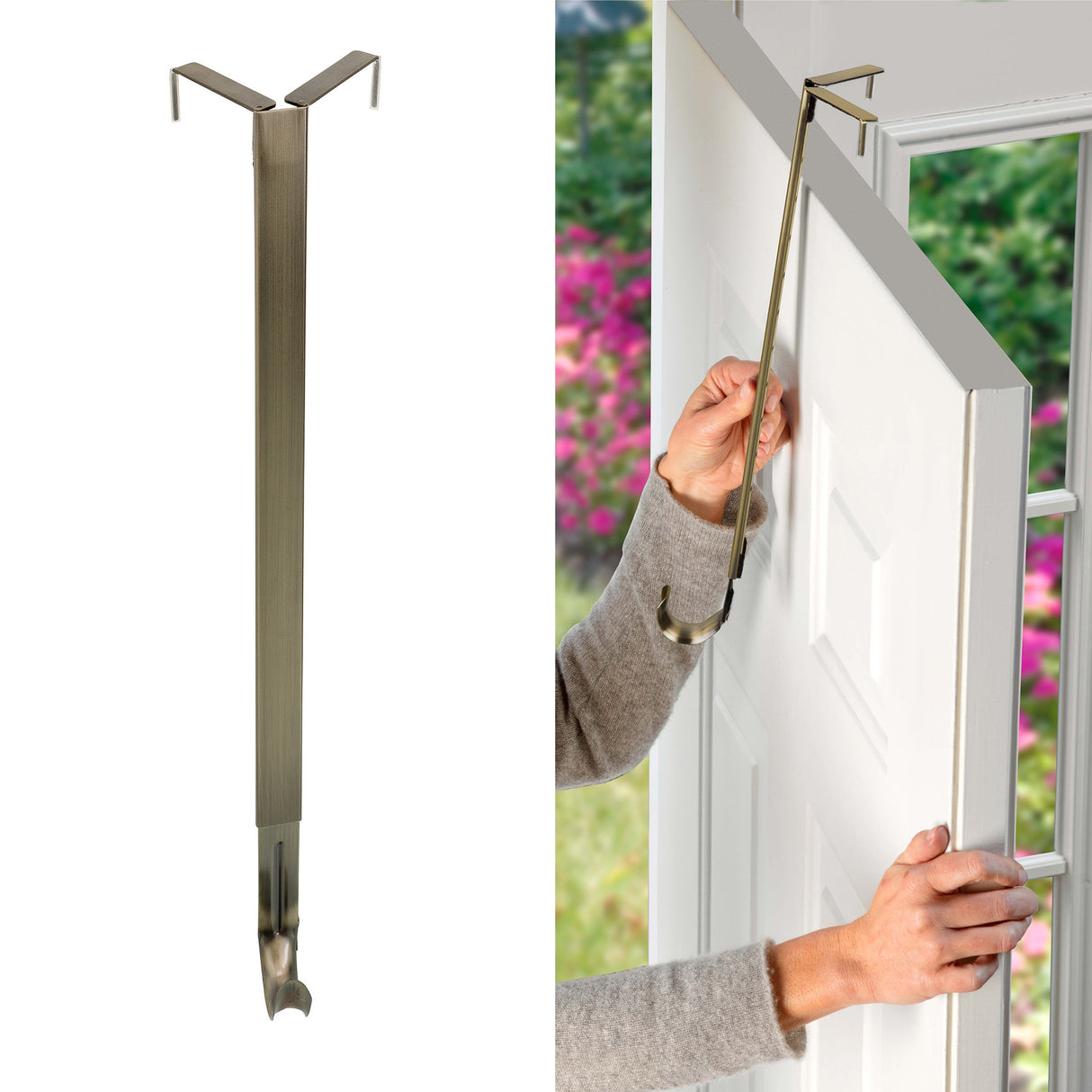 Adapt Adjustable Wreath Hanger, Top & Length Adjustable Version - Antique Brass