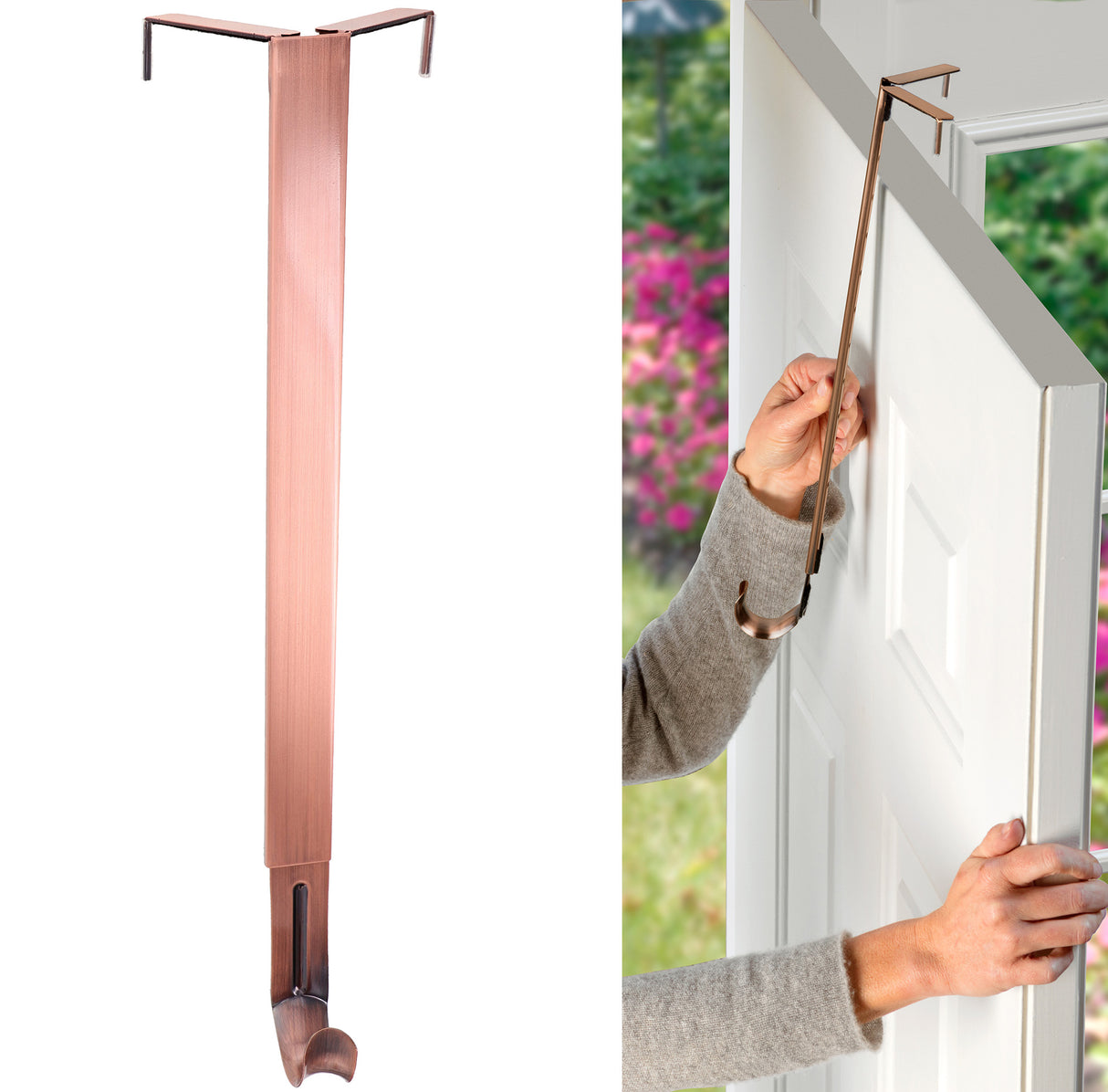 Adapt Adjustable Wreath Hanger, Top & Length Adjustable Version - Brushed Copper