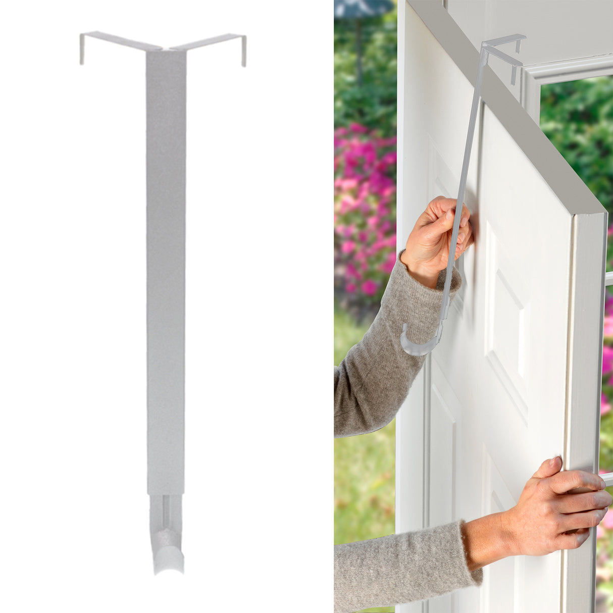 Adapt Adjustable Wreath Hanger, Top & Length Adjustable Version - Textured Silver