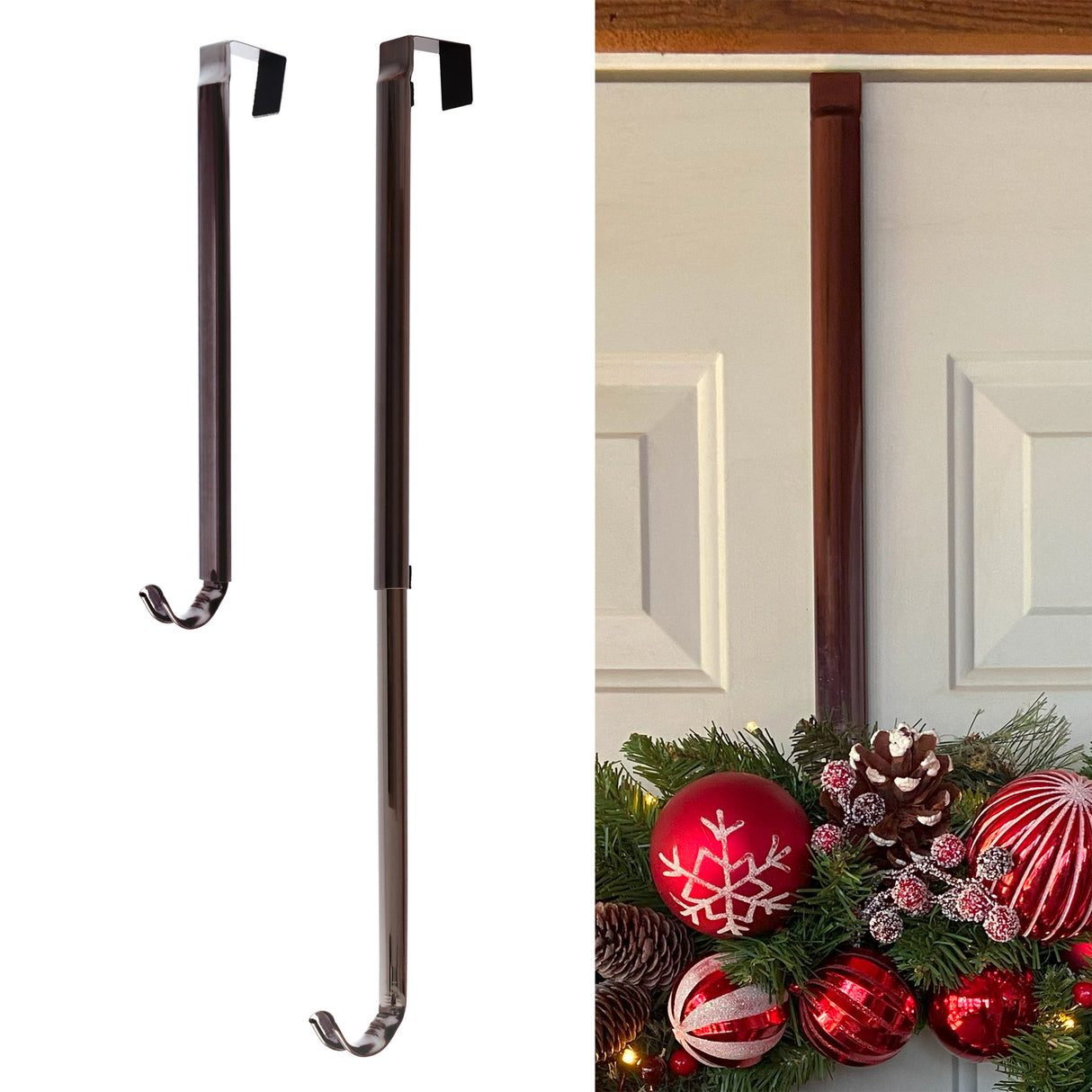 Premium Adjustable Length Wreath Hanger 30 Pound Capacity - 5 Finishes Available
