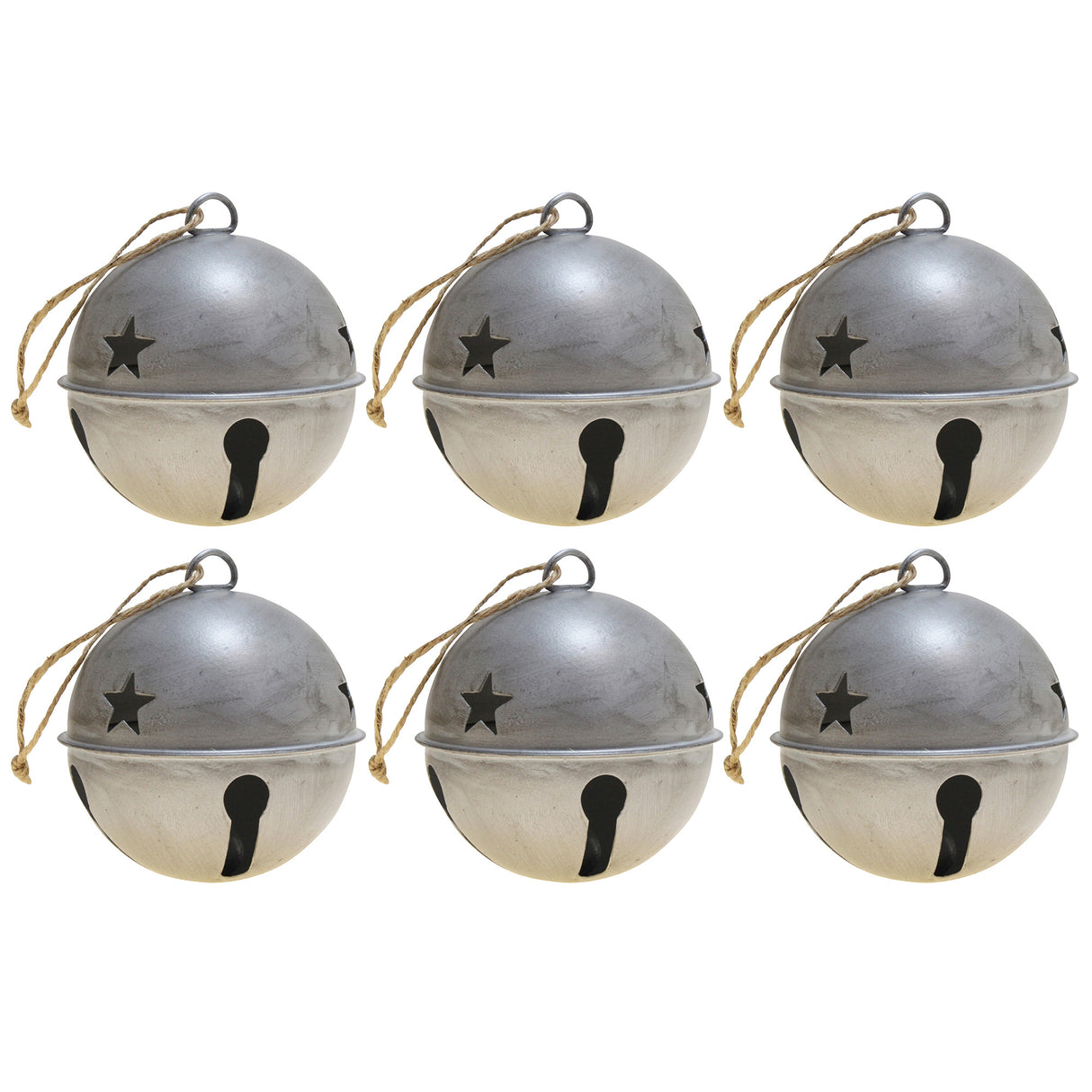 Jingle Bell Ornaments (large version) - 6 Pack - Silver