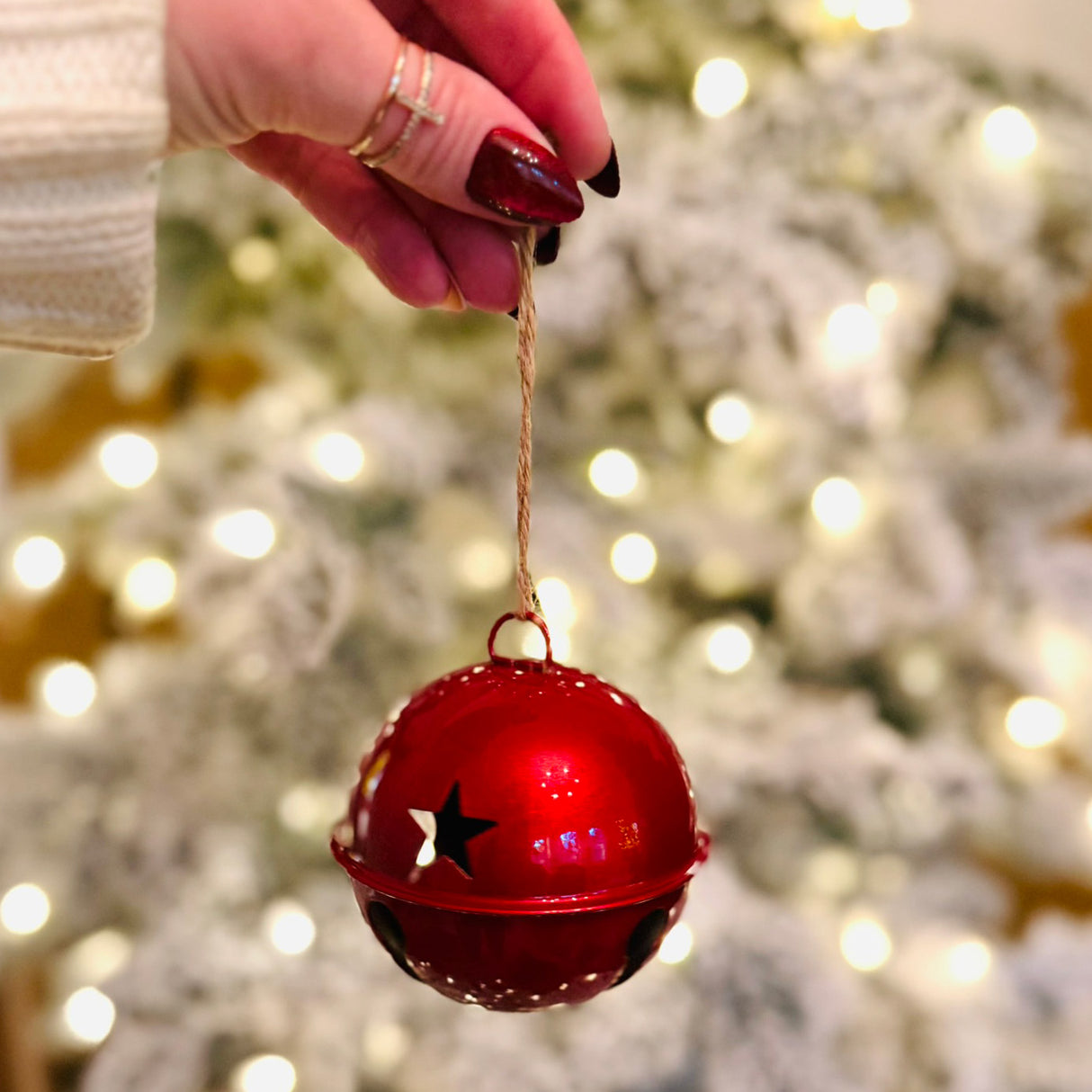 Jingle Bell Ornaments (large version) - 6 Pack - Shiny Red