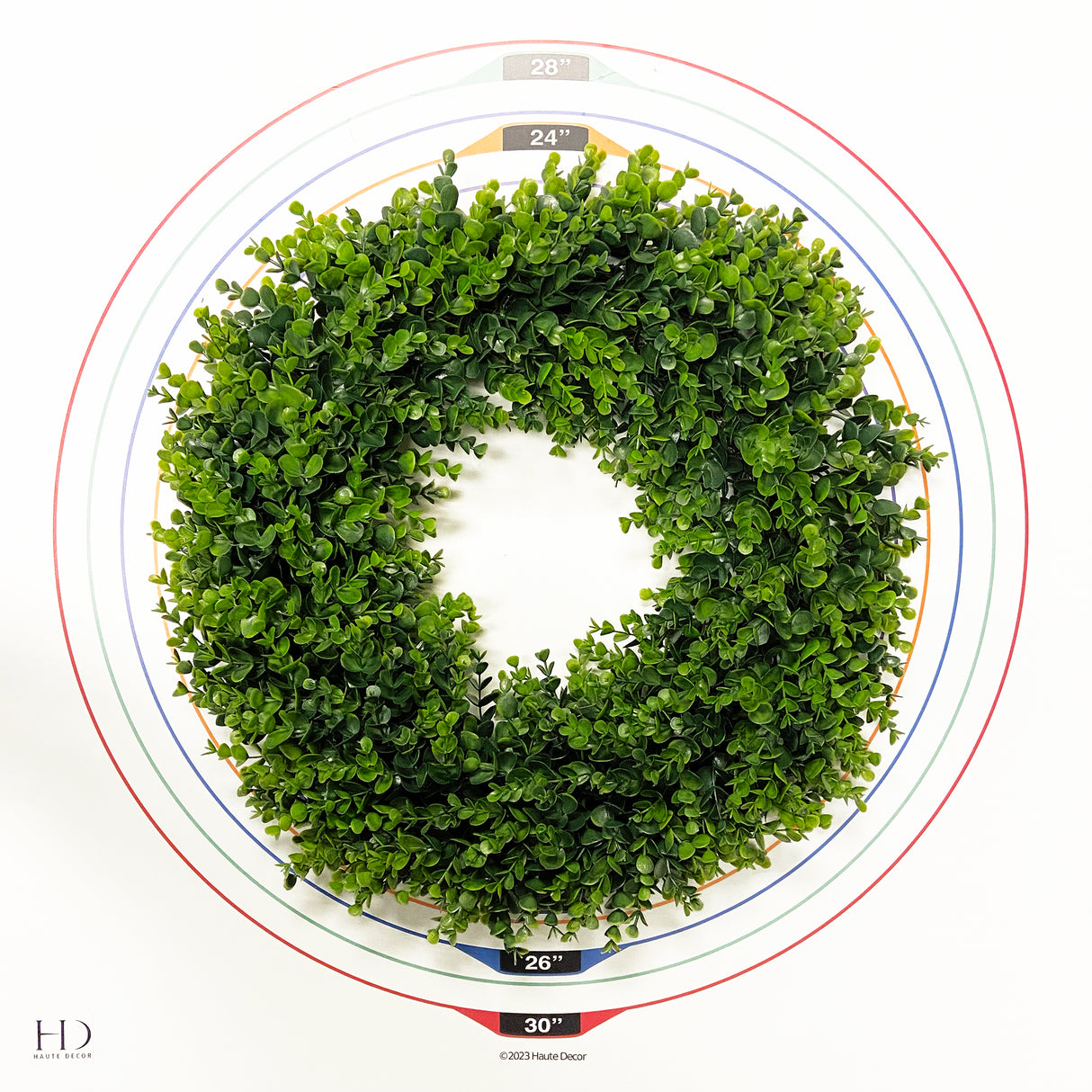 24 Inch Premium Artificial Boxwood Wreath - 100% Recycled Plastic & Natural Grapevine