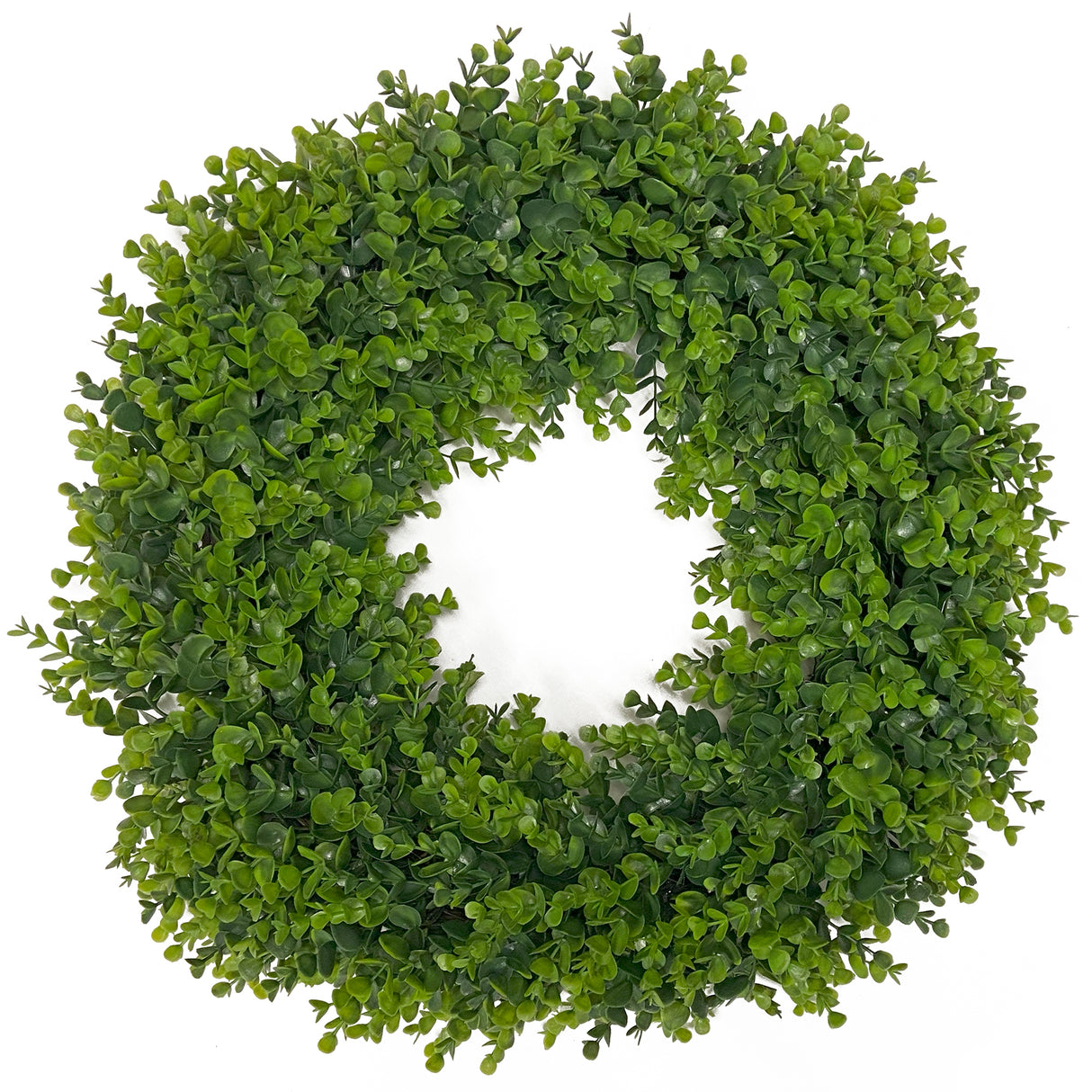 24 Inch Premium Artificial Boxwood Wreath - 100% Recycled Plastic & Natural Grapevine