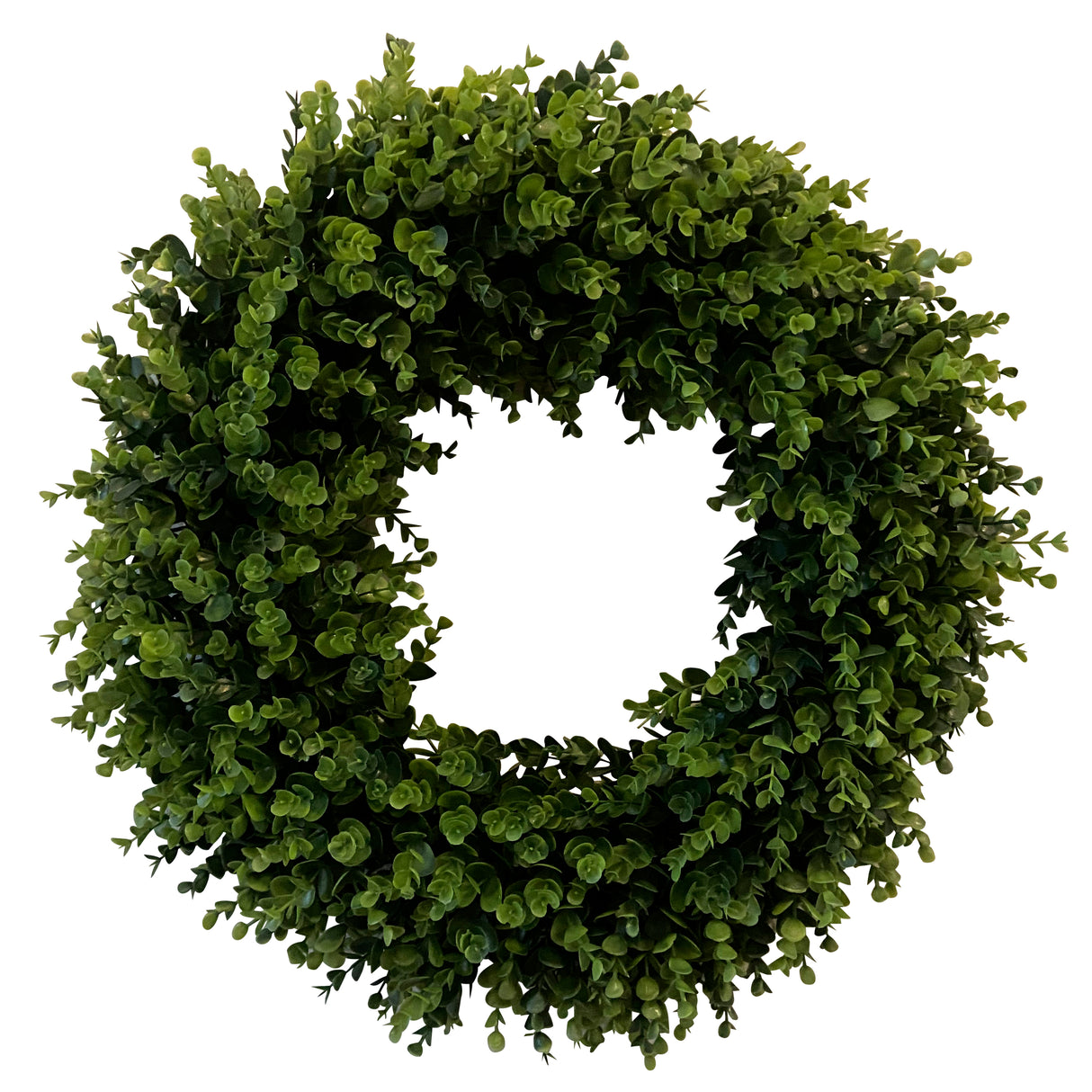 24 Inch Premium Artificial Boxwood Wreath - 100% Recycled Plastic & Natural Grapevine