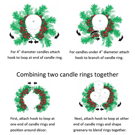 Adjustable Candle Ring / Mini Wreath, 2 Pack - 5 Styles to Choose From