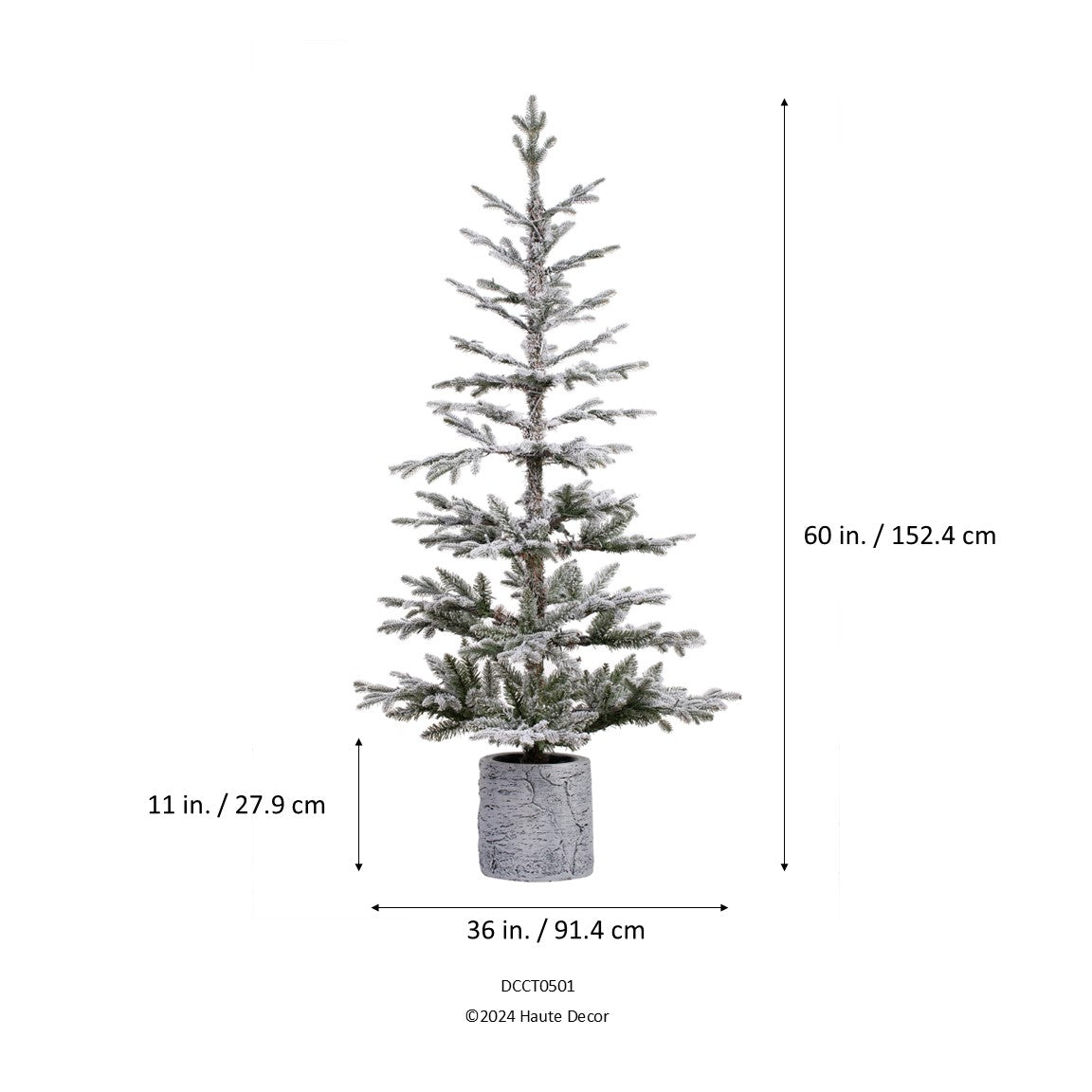 5 Foot Prelit Flocked Timberland Fir Potted Christmas Tree