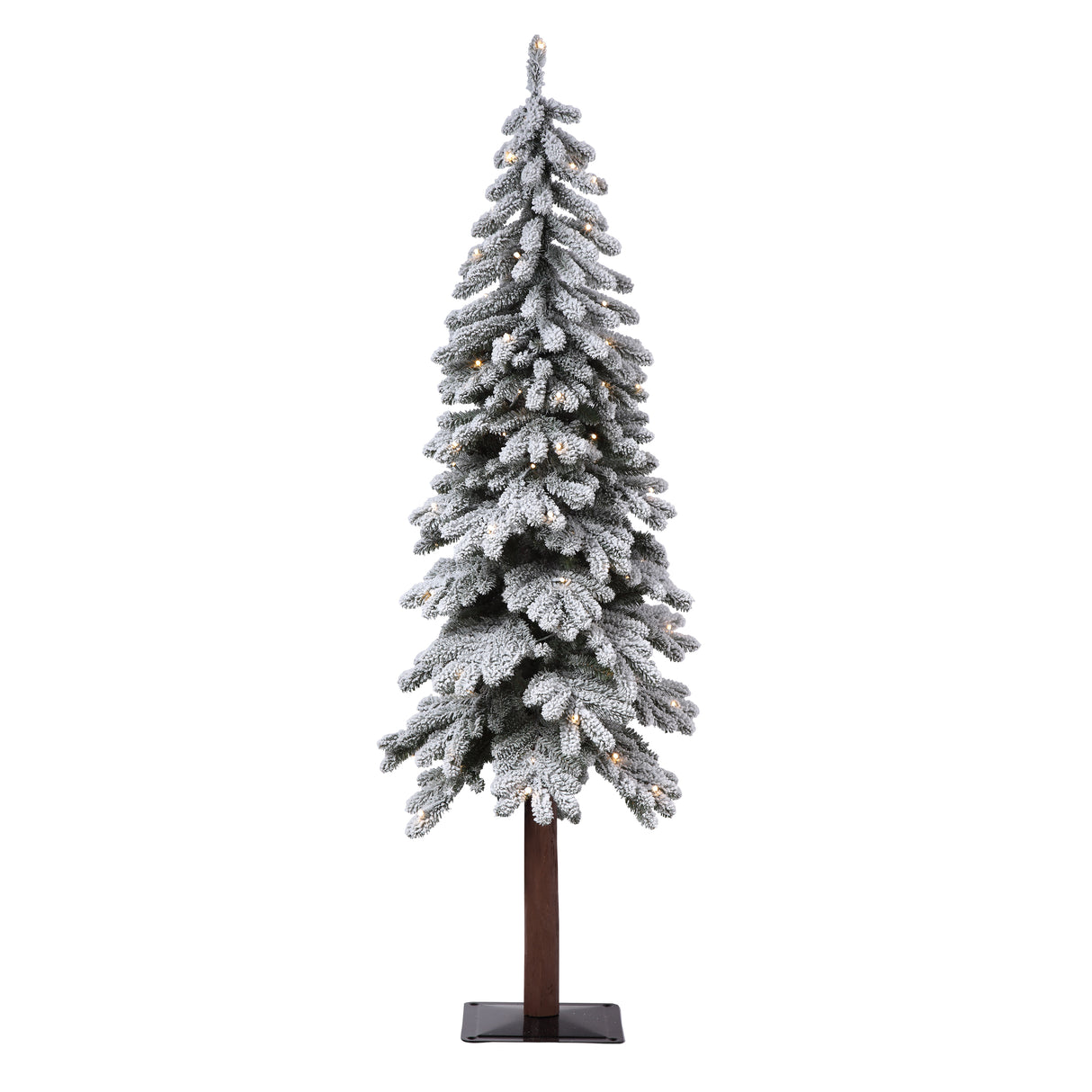 5 Foot Lightly Flocked Alpine Tree Pre-Lit Warm LED Lights with Timer