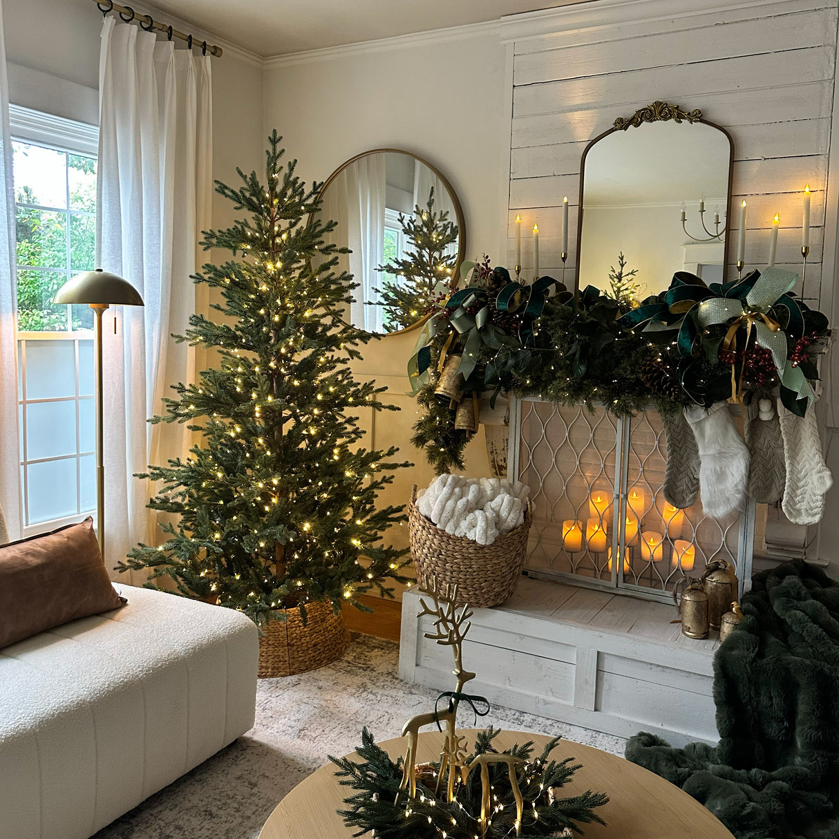 7 Foot Pre-Lit Alberta Alpine Fir Christmas Tree with 400 Warm White LED Lights