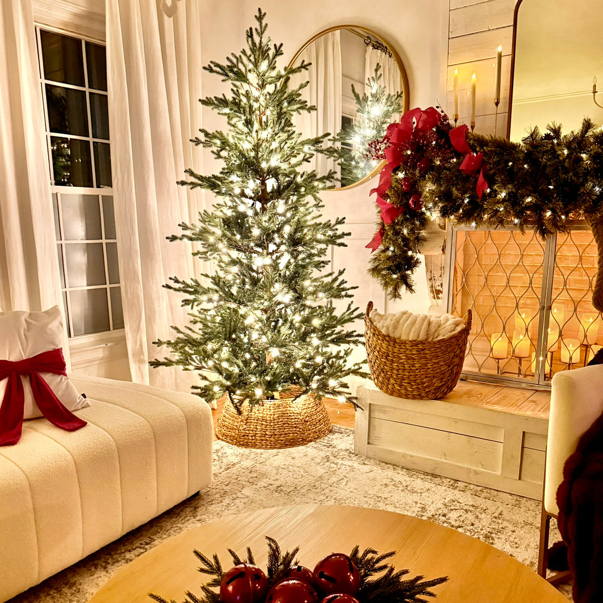 7 Foot Pre-Lit Alberta Alpine Fir Christmas Tree with 400 Warm White LED Lights