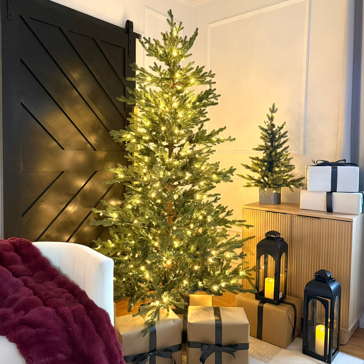 7 Foot Pre-Lit Alberta Alpine Fir Christmas Tree with 400 Warm White LED Lights