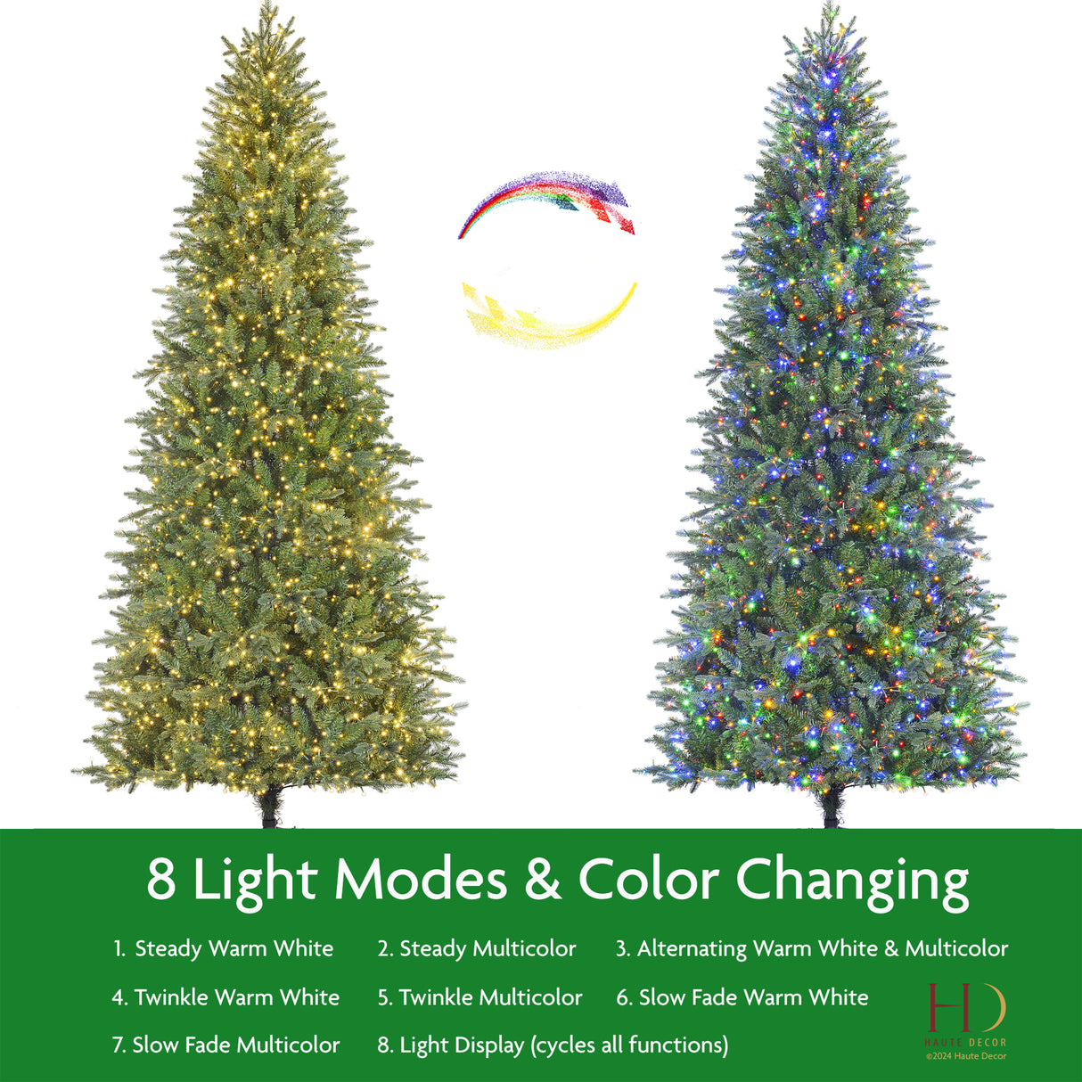 9 Foot Queensbury Fir with 2700 Cluster 8-Function LED lights, including Twinkle - Extra Tall Christmas Tree with Easy-Shape Branches