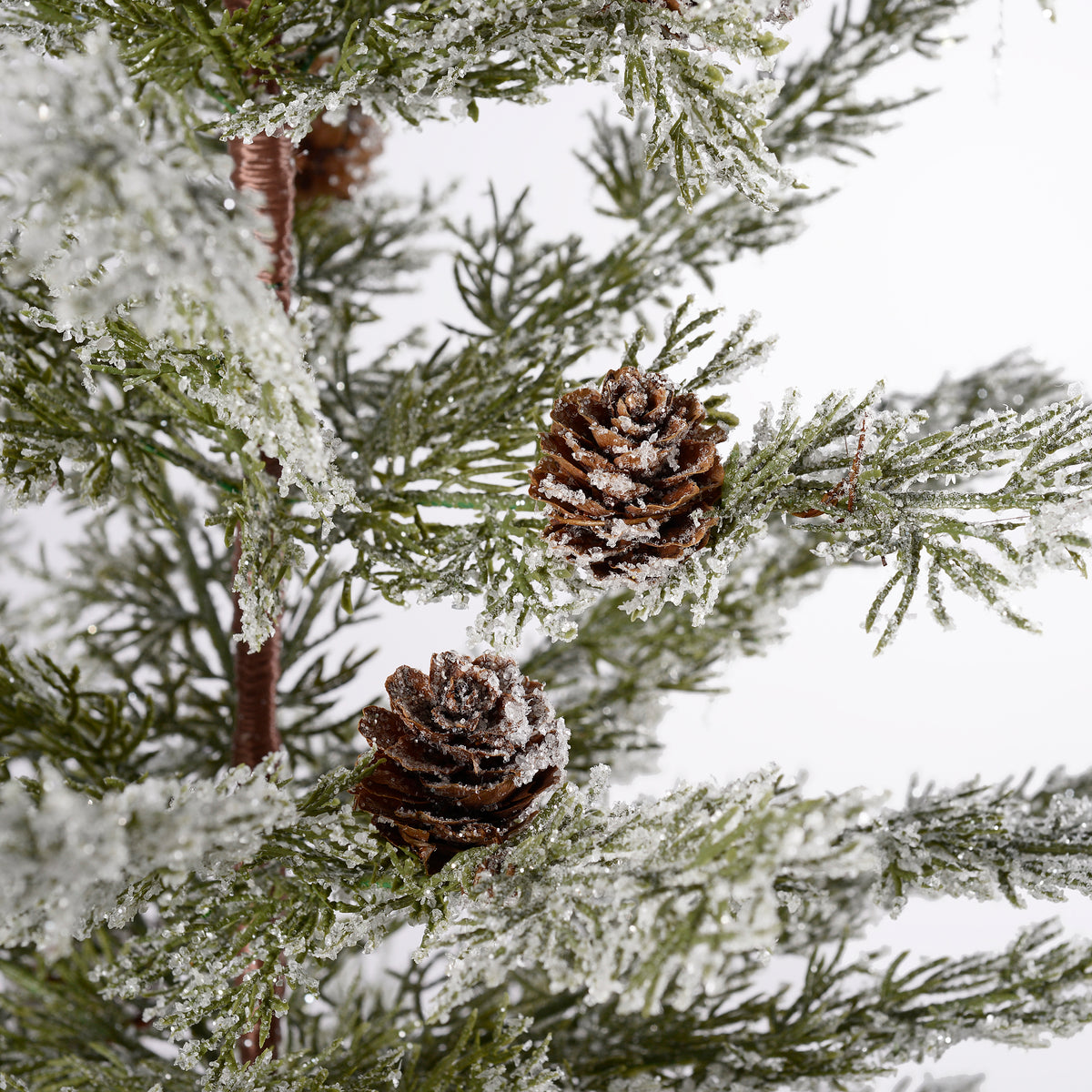Frosted White Spruce 30 Inch Tall Unlit Tabletop Tree with Wrapped Burlap Base