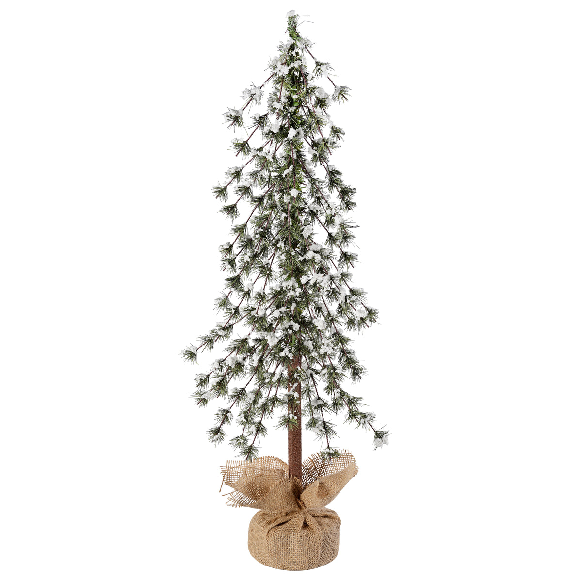 Snow Capped 30 Inch Tall Unlit Alpine Tree with Wrapped Burlap Base