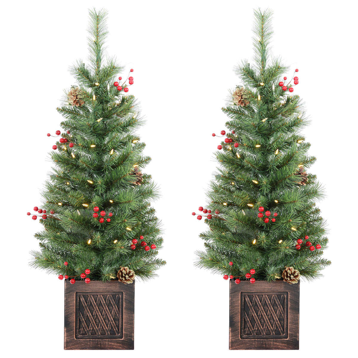 Brookfield 3.5 Foot Tall Potted Porch Trees - Set of 2 Trees