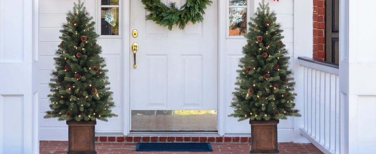 4.5 Ft. Brookdale Fir Potted Porch Tree (Set of 2)