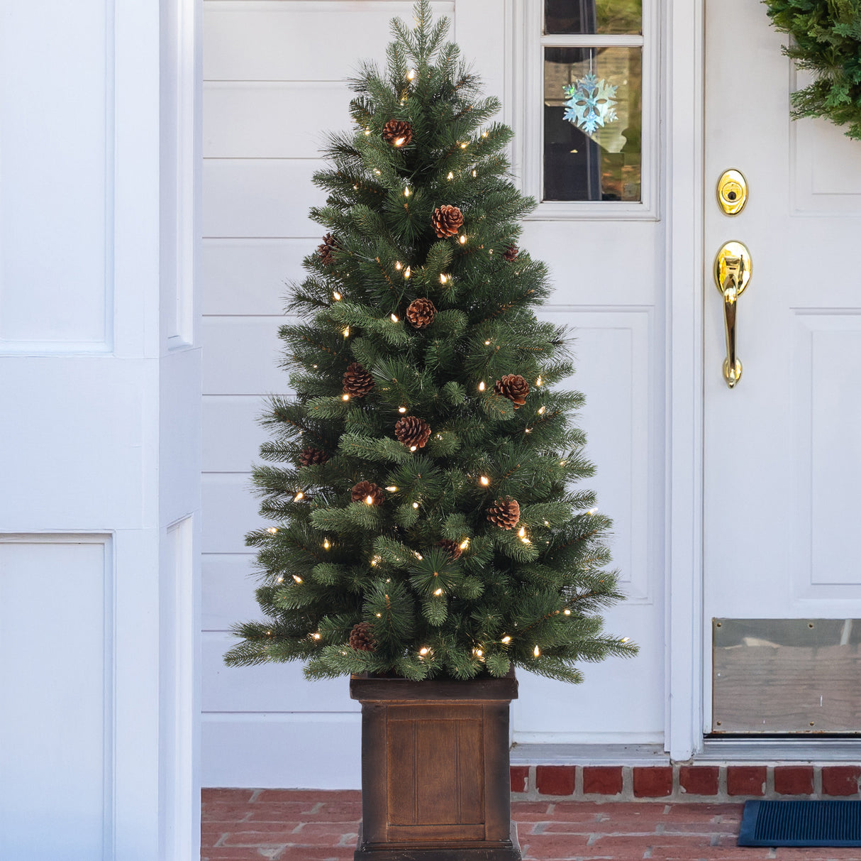 4.5 Ft. Brookdale PE Fir Potted Christmas Tree with Color Changing LED Lights