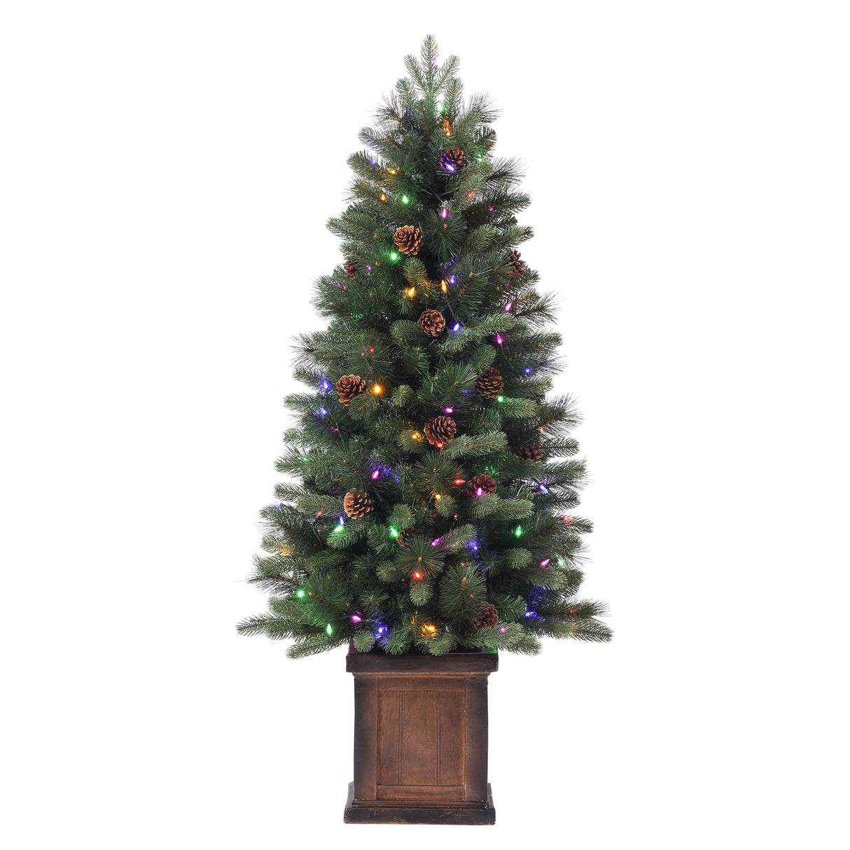 4.5 Ft. Brookdale PE Fir Potted Christmas Tree with Color Changing LED Lights