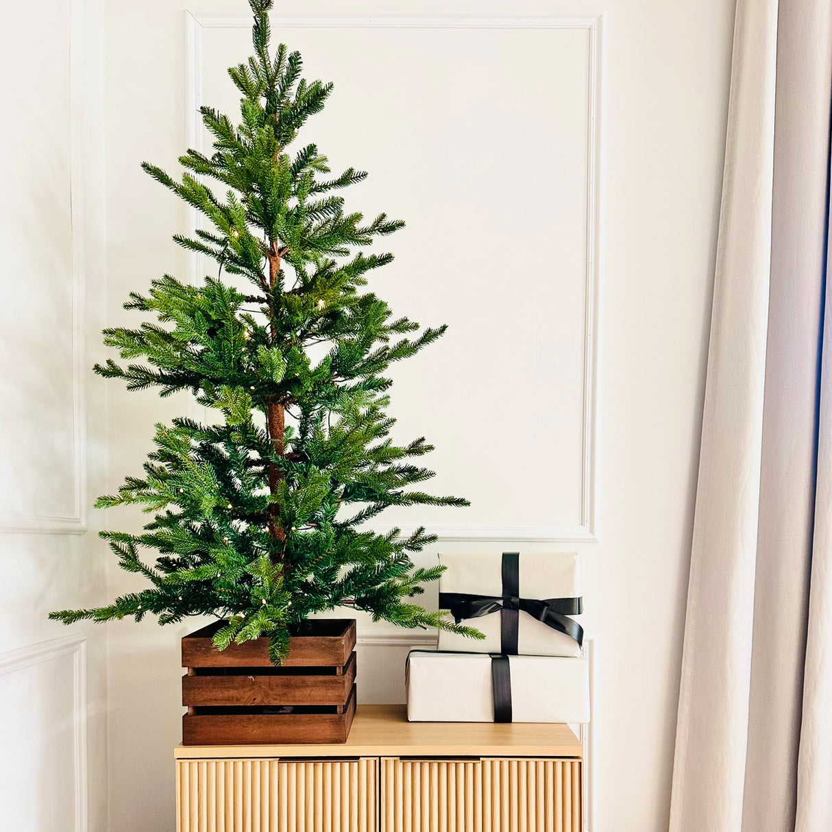 4.5 Ft. Alberta Alpine Potted Tree with 120 Warm White LED Lights - Twinkle and Steady