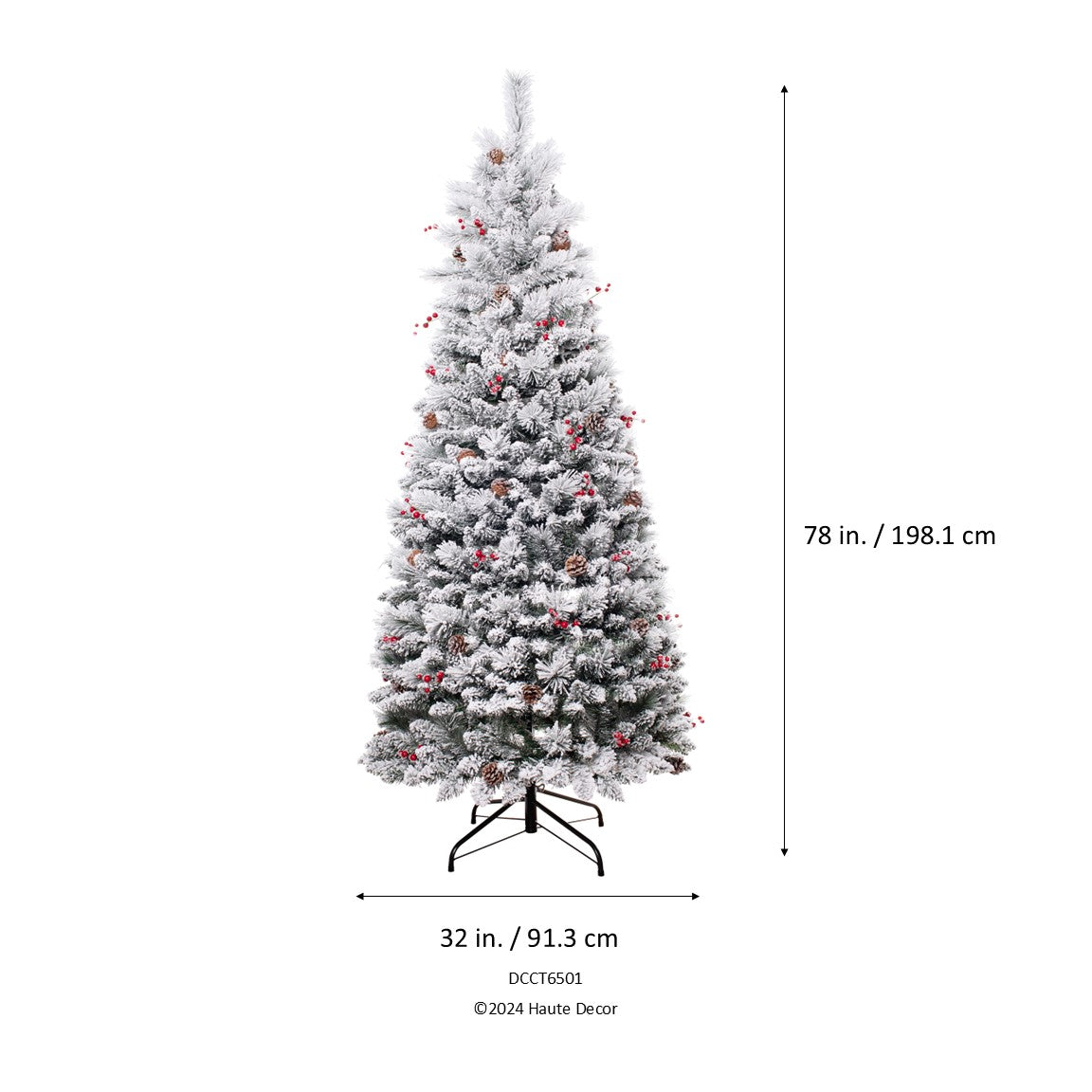 6.5 Foot Newbury Easy Assemble Pull-Up Flocked Christmas Tree
