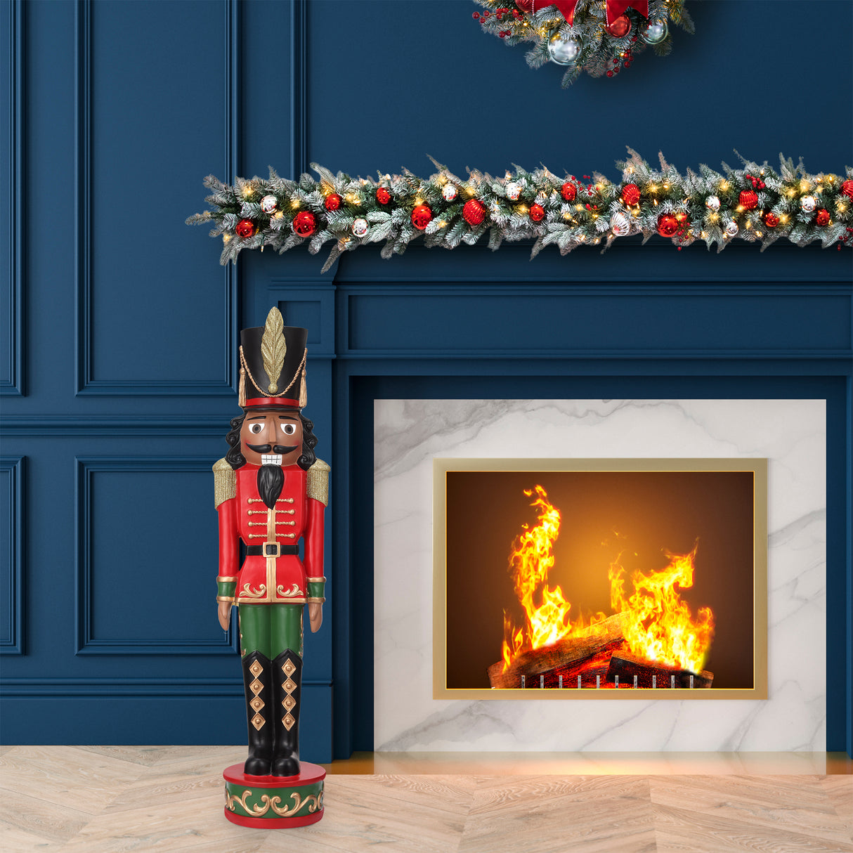 37 Inch Decorative Christmas Nutcracker -  Red/Green with Darker Skin