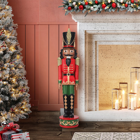 37 Inch Decorative Christmas Nutcracker -  Red/Green with Darker Skin