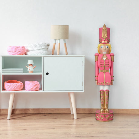 37 Inch Decorative Christmas Female Nutcracker -  Pink/Gold