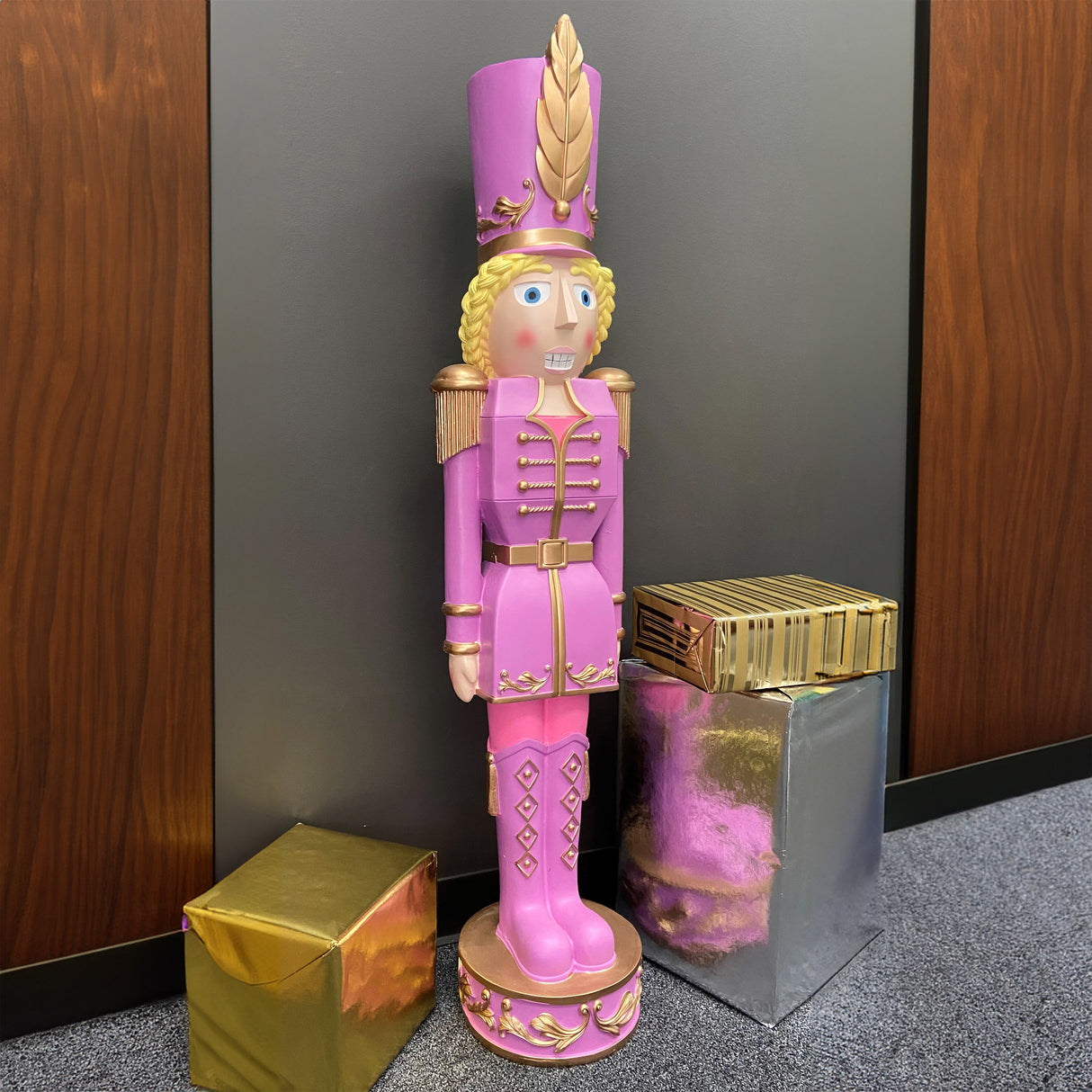 48 Inch Tall Decorative Christmas Female Nutcracker -  Purple/Gold