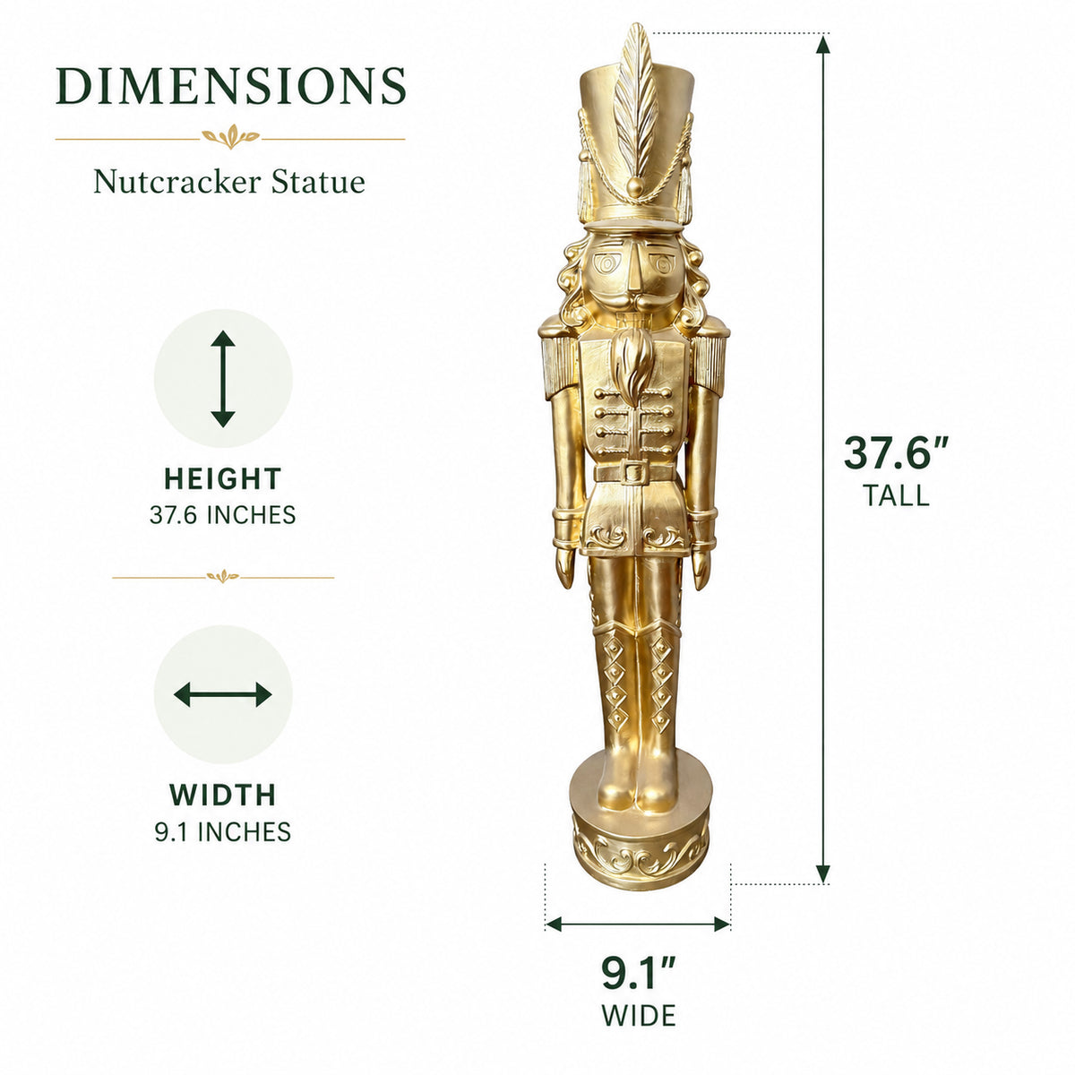 37 Inch Decorative Christmas Nutcracker - Gold