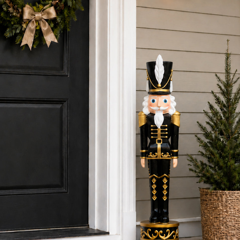 37 Inch Decorative Christmas Nutcracker - Black and Gold