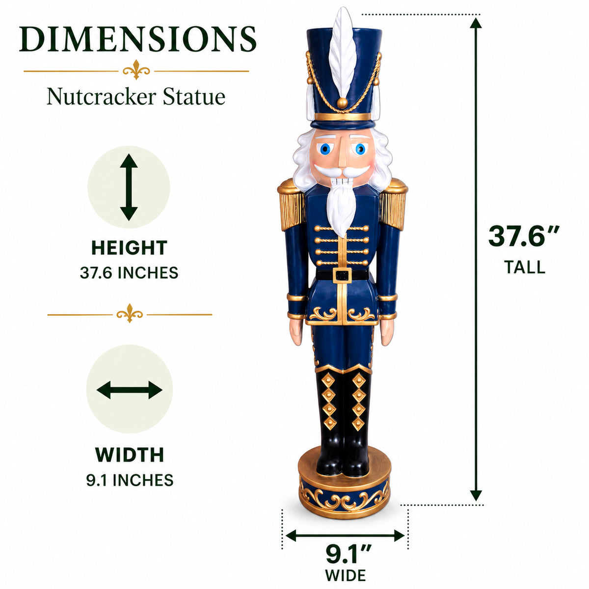 37 Inch Decorative Christmas Nutcracker - Blue and Gold