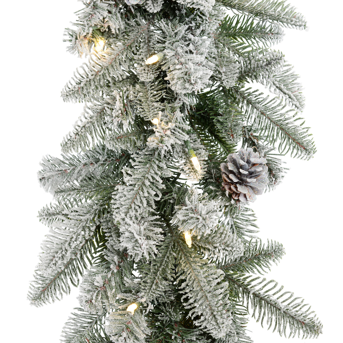 Snowy Stockbridge Pre-Lit 9 Ft. Flocked Garland with Twinkle Lights and Silver Glitter Pinecones