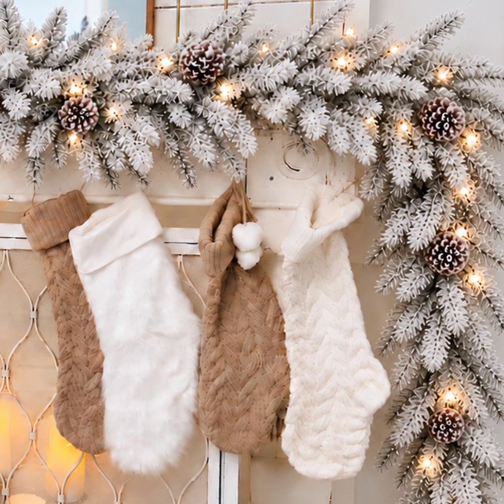 Snowy Stockbridge Pre-Lit 9 Ft. Flocked Garland with Twinkle Lights and Silver Glitter Pinecones