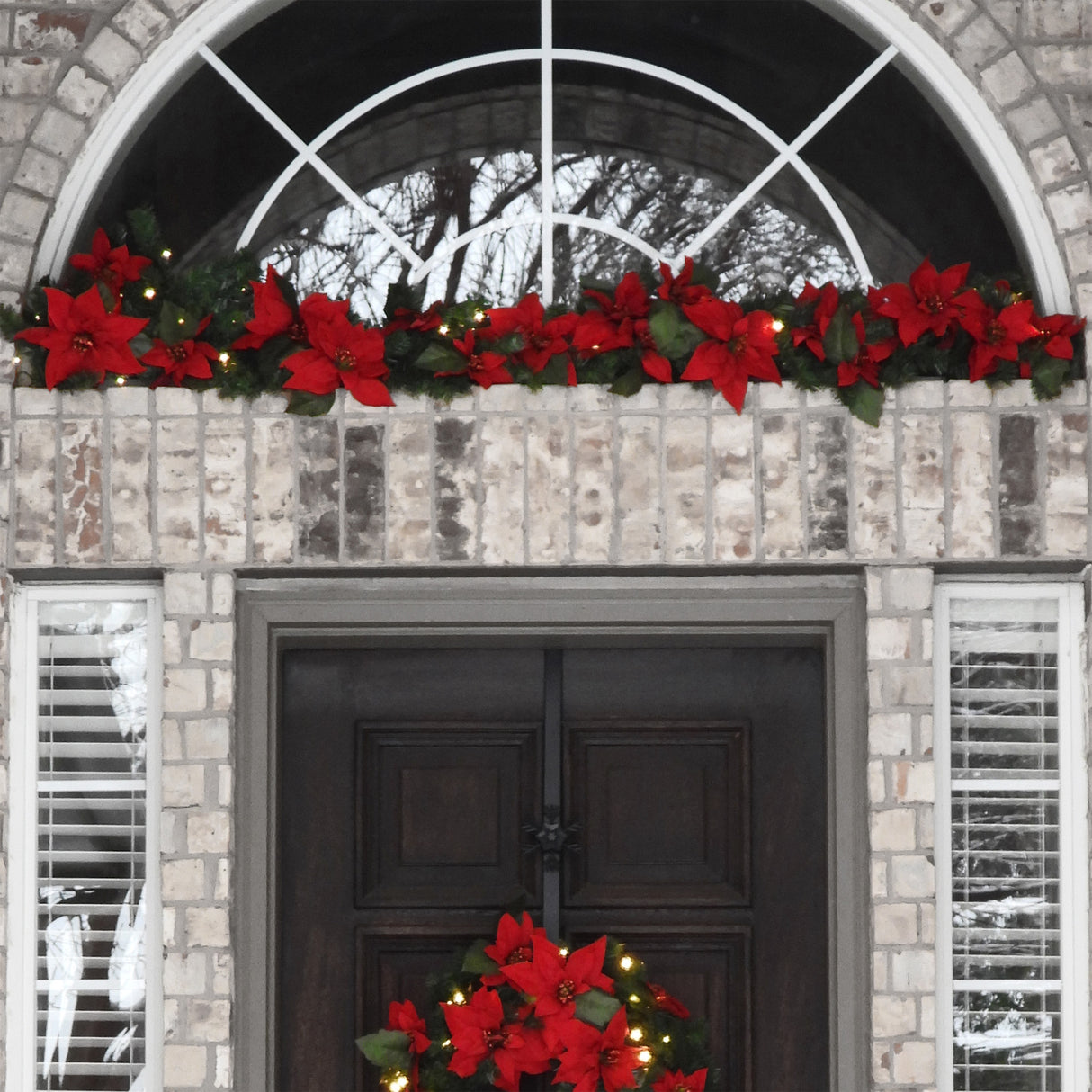 6 Foot Poinsettia Pre-lit Christmas Garland