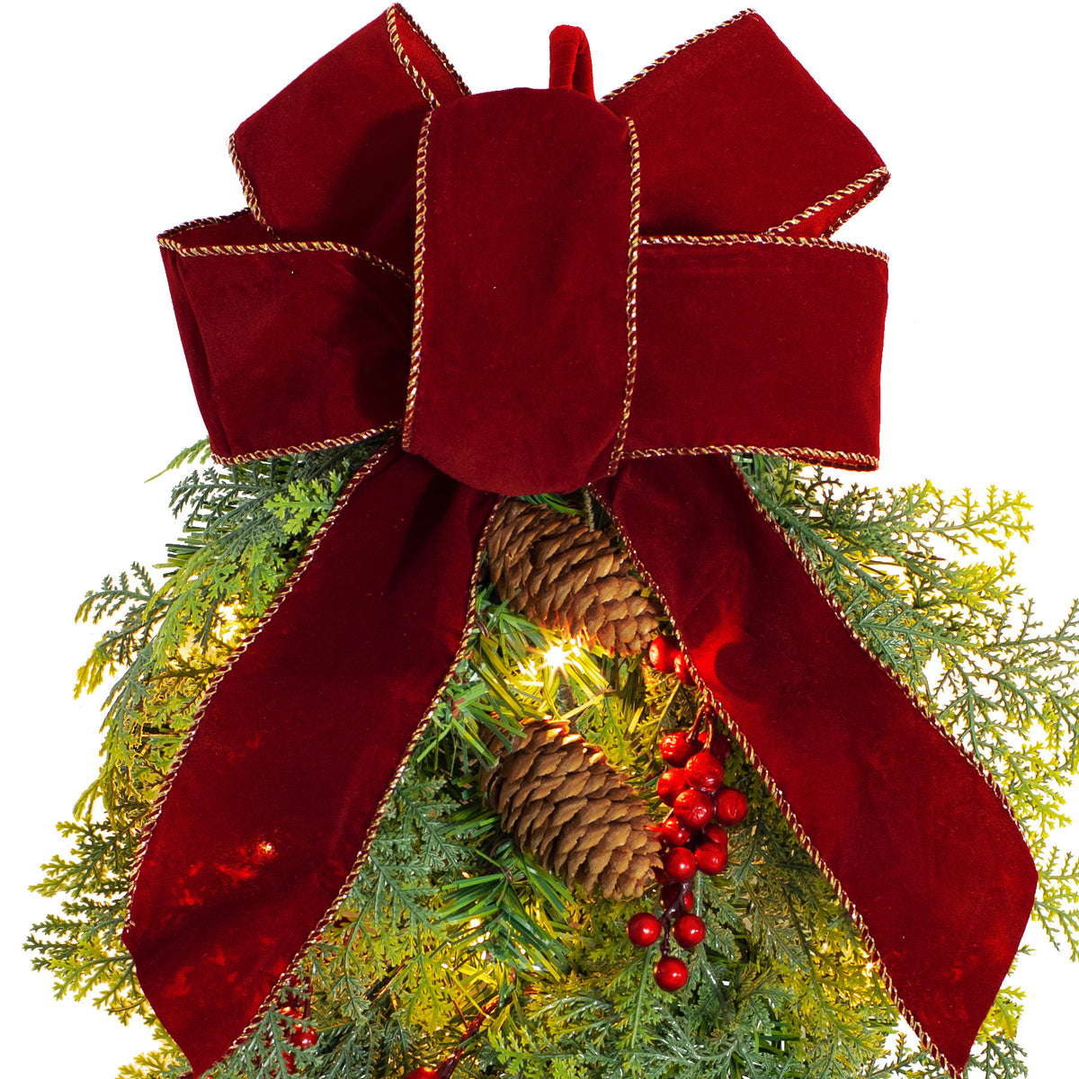 Set of 2 Pre-lit Classic Christmas Chairback Swags