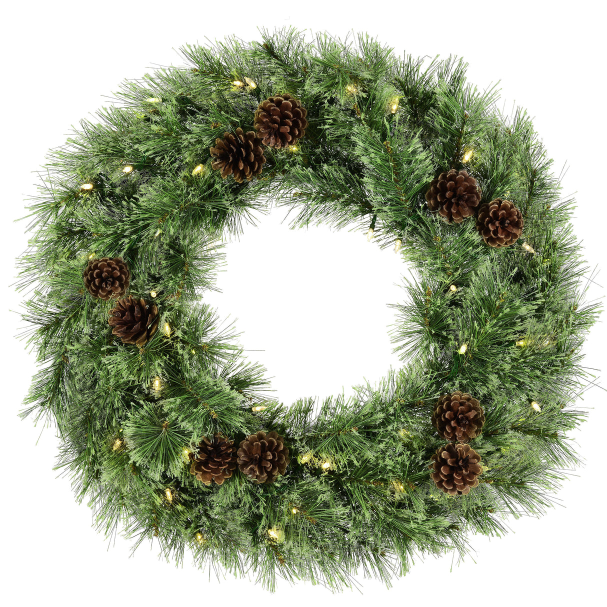 Haute Decor 24 Inch Cashmere Christmas Wreath with 50 Warm White LED Lights