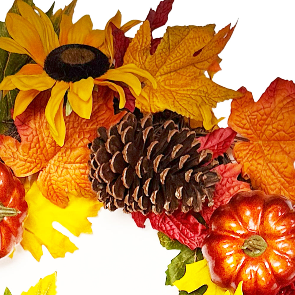 24 Inch Fall Sunflower Artificial Wreath