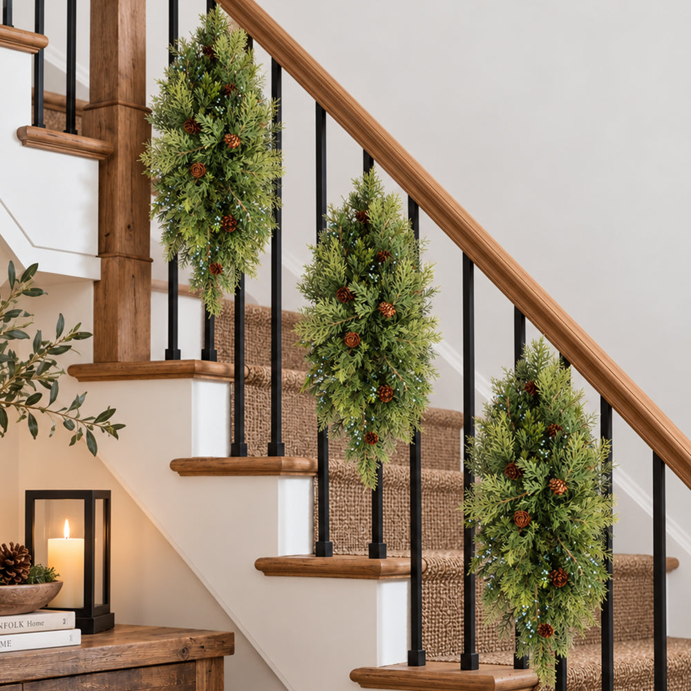 Naturally Soft™ 24 inch Unlit Juniper Berry and Pinecone Staircase Swag