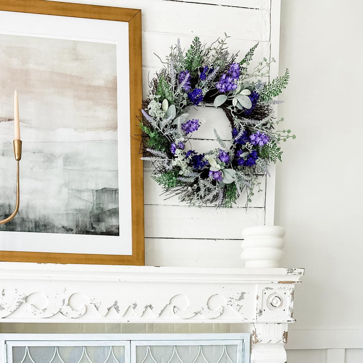 24 Inch Mixed Lavender/Larkspur Wreath