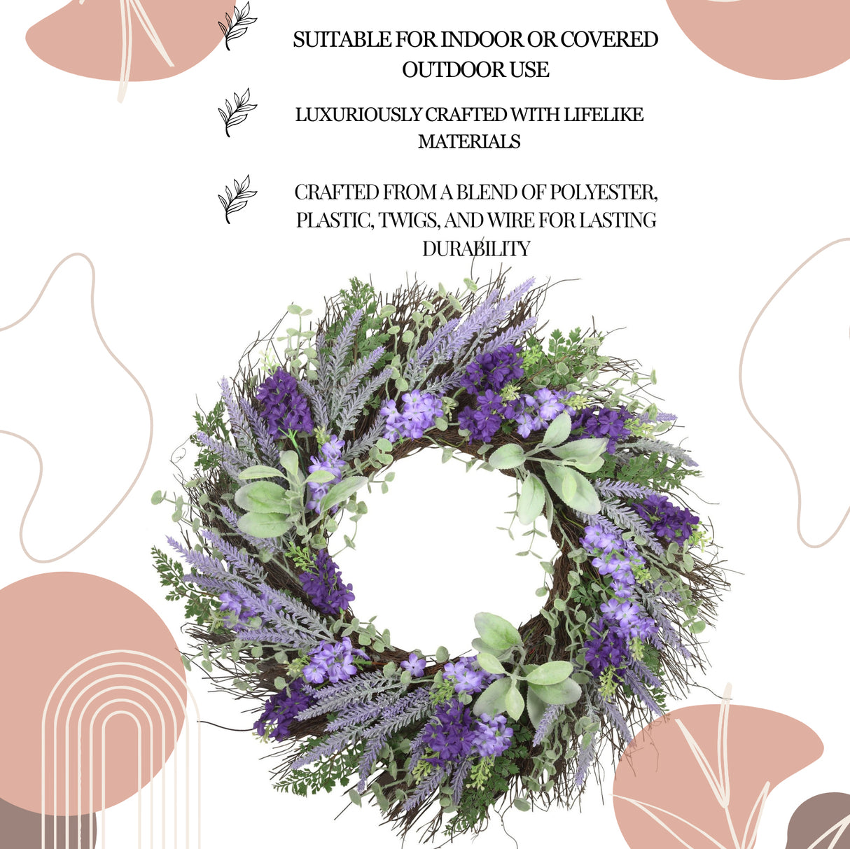 24 Inch Mixed Lavender/Larkspur Wreath