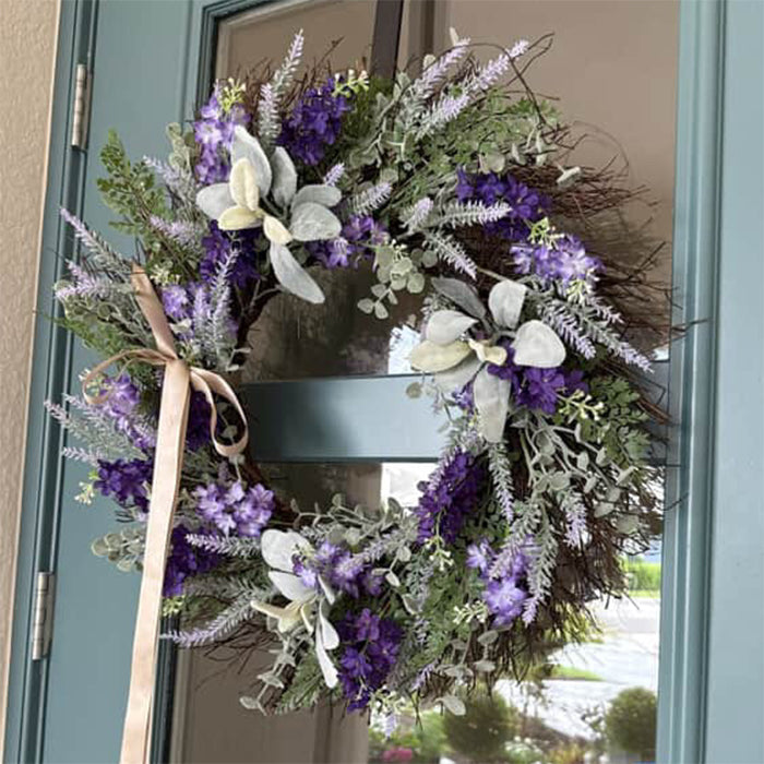 24 Inch Mixed Lavender/Larkspur Wreath
