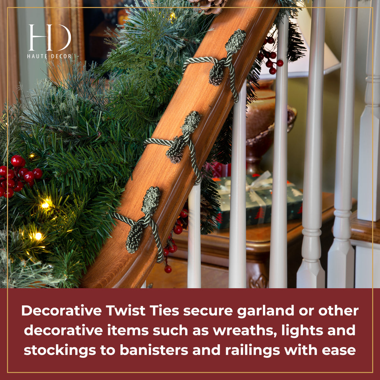 Decorative Twist Ties 6 Pack - Green