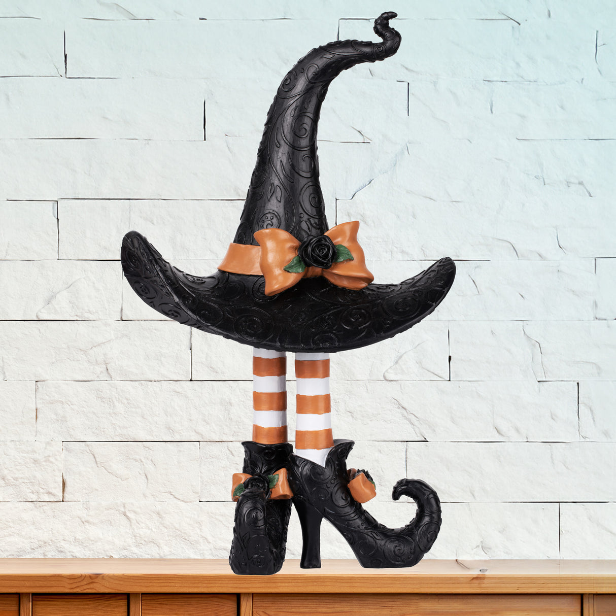 Witch Hat with Legs Figurine Tabletop and Mantel Decor