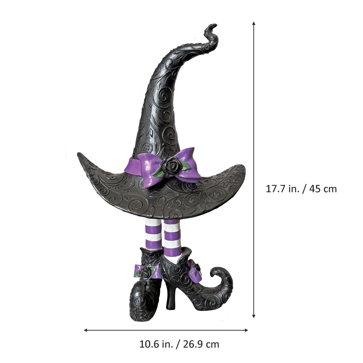 Witch Hat with Legs Figurine Tabletop and Mantel Decor (Purple/Black)