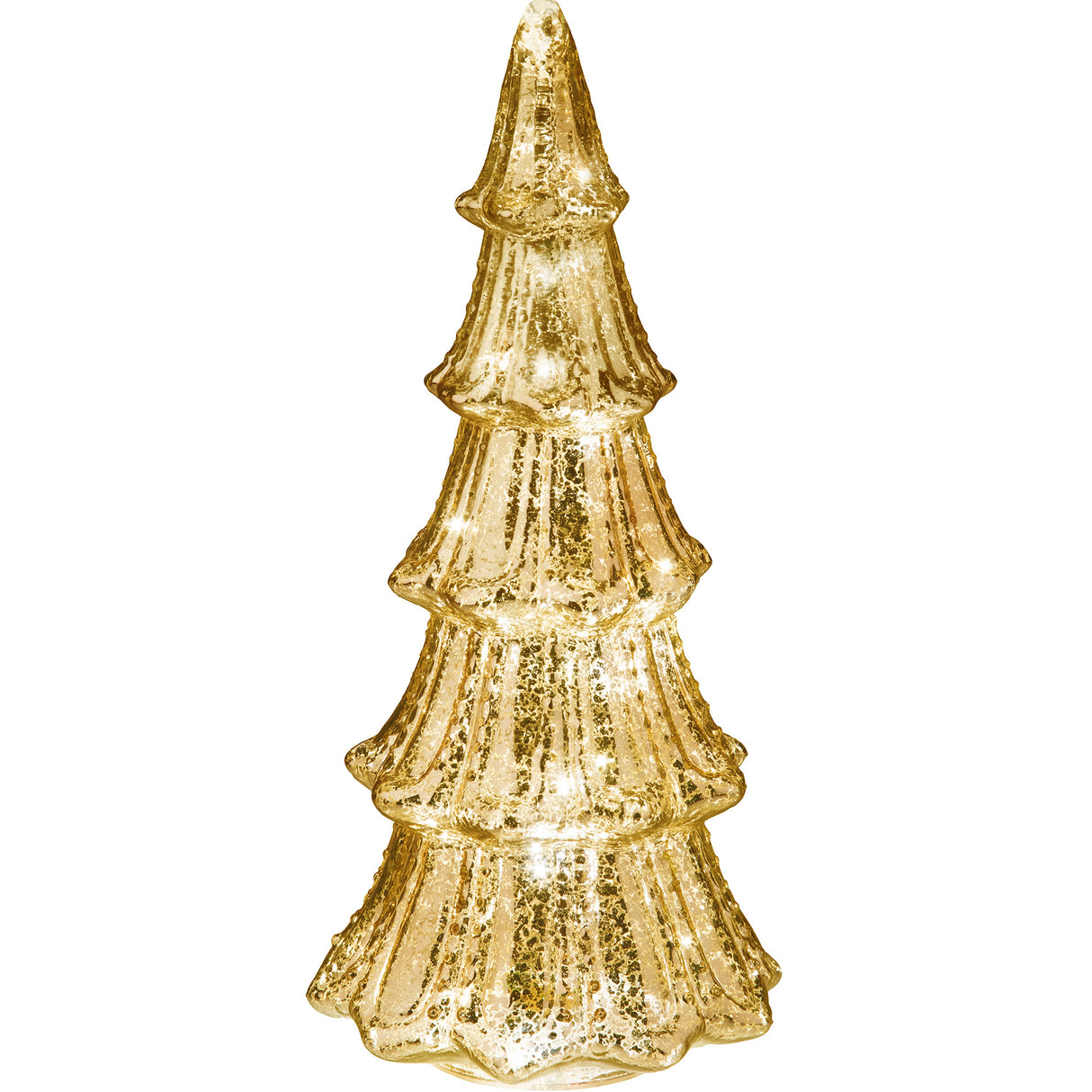 14 Inch Lighted Mercury Glass Christmas Tree (Gold or Silver)