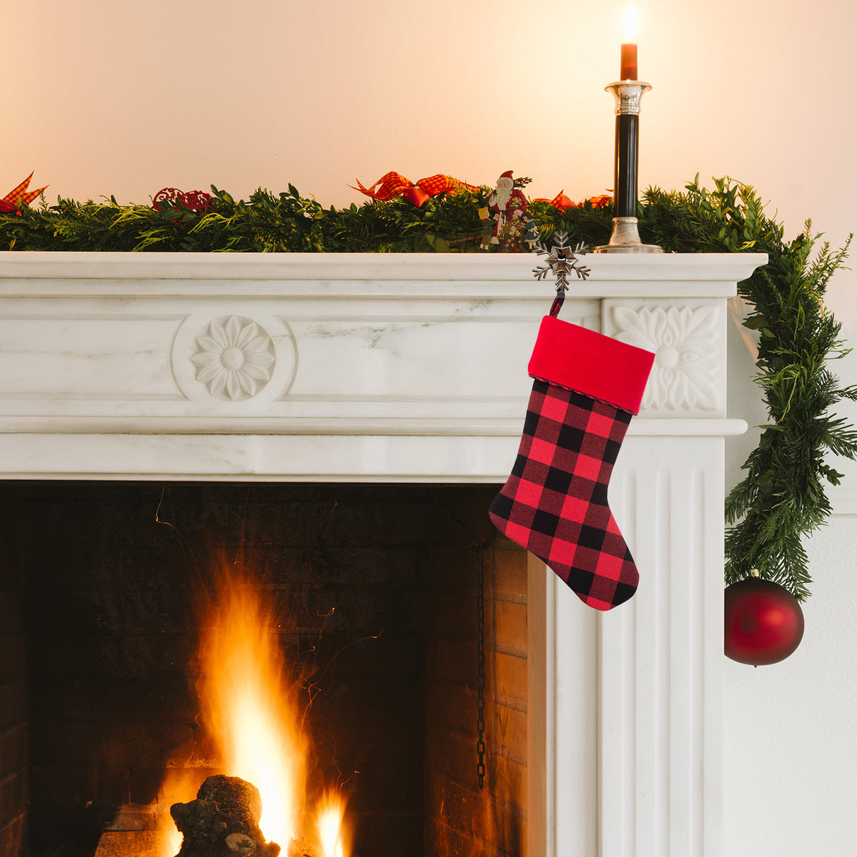 Red and BlackBuffalo Check HangRight Christmas Stocking