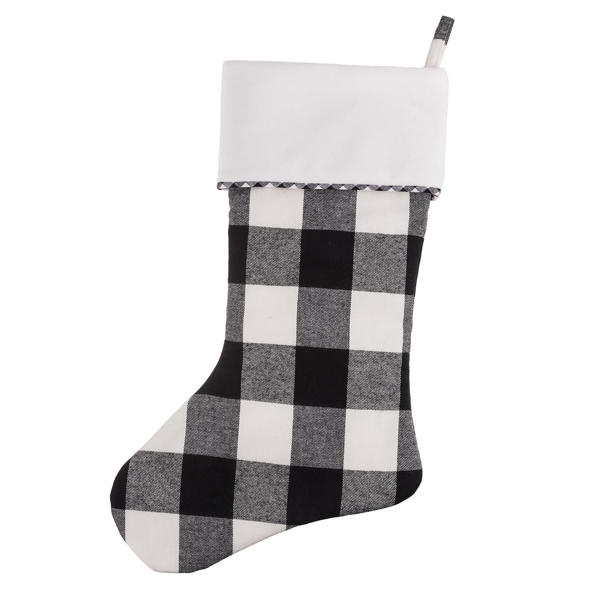 Black and White Buffalo Check HangRight Christmas Stocking